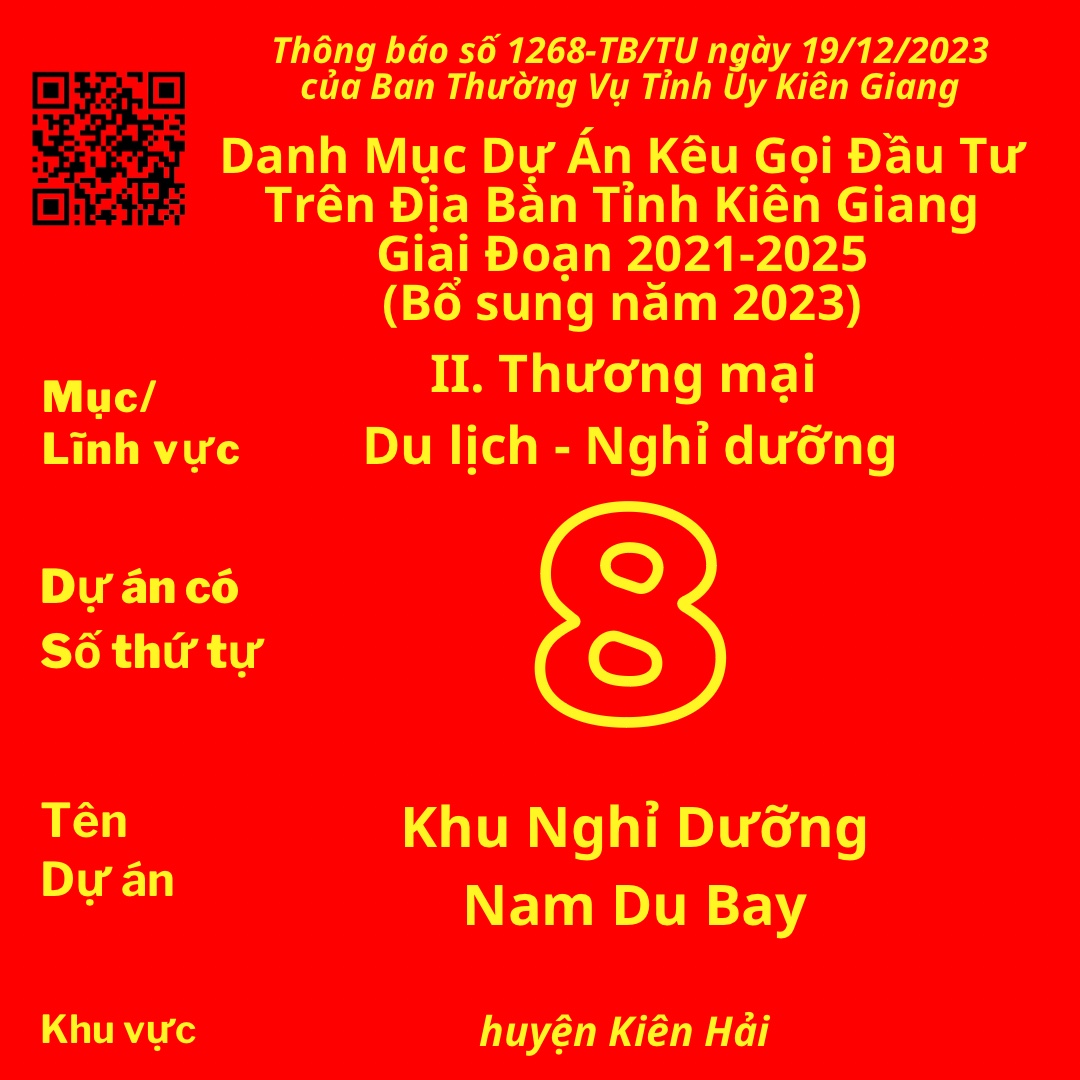 Dự án có Số TT 8: Khu Nghỉ Dưỡng Nam Du Bay