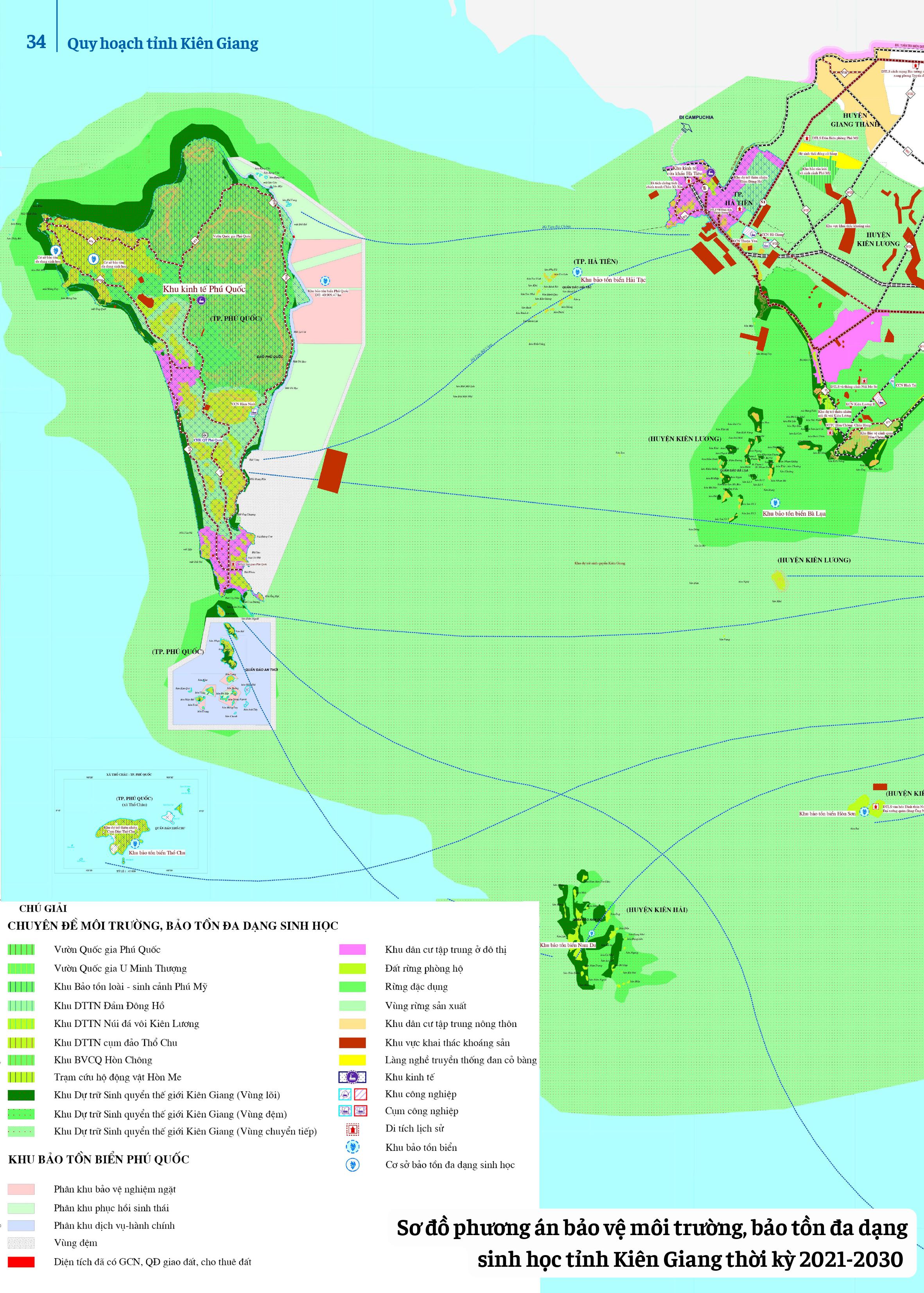 Sơ đồ phương án bảo vệ môi trường, bảo tồn đa dạng sinh học Kiên Giang thời kỳ 2021-2030