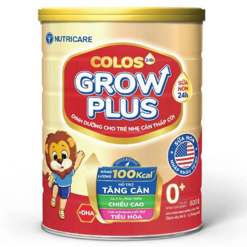 Sữa Bột NUTRICARE COLOS24H GROW PLUS 0+ Lon 800gr (0-12 Tháng)