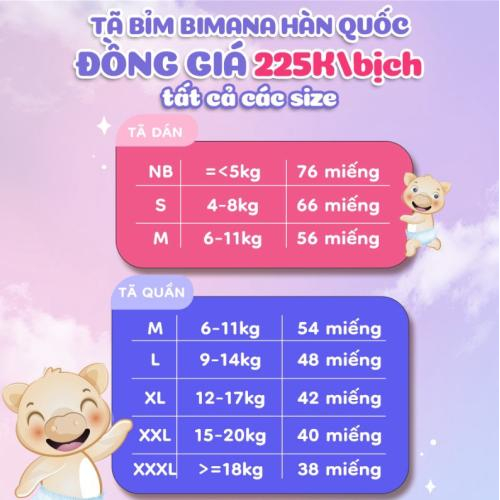 Tã quần Bimana Hàn Quốc size XXXL